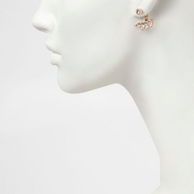 Rose gold tone leaf earrings